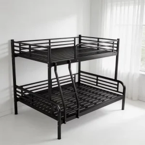 Sturdy Full Over Full Metal Bunk Bed with Angled Ladder Space saving Furniture for Small Rooms