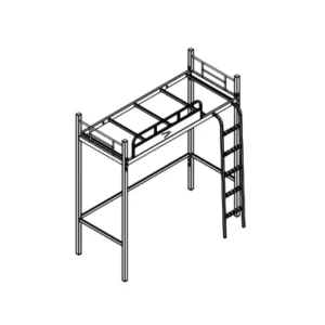 Sturdy Modern Steel Dormitory Bed Heavy Duty Powder Coated Frame Space Saving Single High Bed Reinforced Guardrails 5 Year