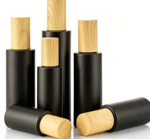 Style Matte Glass Perfume Spray Bottle Premium Metal & Wood Print Plastic Cap For Facial Toner Liquid