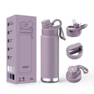 Super Quality Custom Logo Black Sports Metal Bicycle Water Bottle 24oz Double Wall Stainless Steel Vacuum Insulated Water Bottle