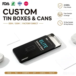 Super Thin Slide-Top Tinplate Metal Can for Phone Glass Screen Protector Packaging with Tin Case