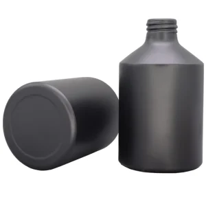 Sustainable Aluminum Metal Bottle OEM Matte Black Flat Slopping Shoulder Cosmetic Shampoo Bottle 300ml