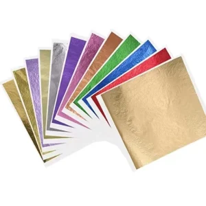 Taiwan Synthetic Colorful Leaf Foil Paper, 14 x 14 cm, 1,000 Pieces per Pack, for Gifts and Crafts