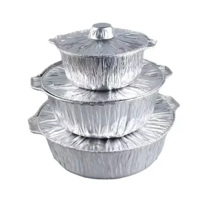 Takeout Packing Box Outdoor Picnic Aluminum Foil Containers Round Thickened Disposable Tin Foil Pot Pan With Lid
