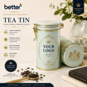 Tea and Coffee Storage Tin Airtight Tinplate Round Can with Lid