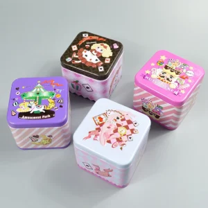 Three dimensional Relief Food Iron Embossing Disposable Square Tinplate Gift Storage Box for Candy Tea Biscuit Packaging