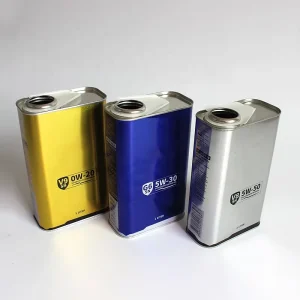 Tinplate 1000ml Metal Paint Cans 1 Liter Rectangle F style Empty Oil Tin Can with Pull Ring Sealing Matte Surface Plastic Spout