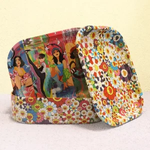 Tinplate Metal Cache Box with Rolling Tray and Storage Box