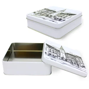 Tinplate Square Metal Can Container White Empty Storage Food Grade Tin Box