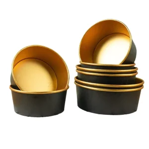 Top Disposable Custom Printing Gold Foil Container Paper Salad Bowl With Lid