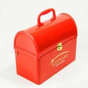 Treasure Chest Shaped Tinplate Lunch Box with Lock Handle