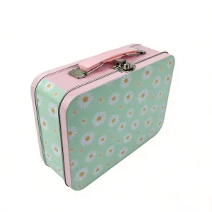 Treasure Chest Shaped Tinplate Lunch Box with Locking Handle Glossy Lamination
