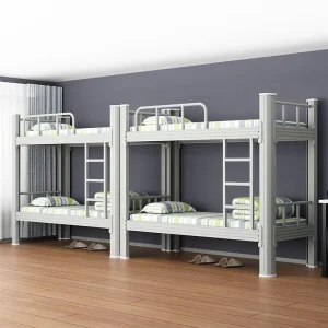 Twin Over Full Steel Bunk Bed with Safety Ladder and Anti Rust Coating