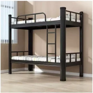 Twin Over Twin Metal Bunk Bed with Under Bed Storage Space-Saving Heavy Duty Frame with Safety Guardrails for Dormitory Hostel