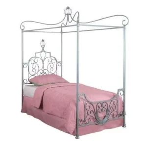 Twin Size European Style Wrought Iron Metal Canopy Bed Princess Bed Girls Bed Frame
