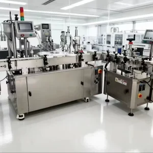 Two Nozzles Electric Motor Automatic Bottle Production Line for Beverage & Chemical Gel Filling Capping and Sealing Machine