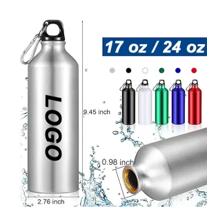 Unbreakable 17oz 24oz Portable Lightweight Aluminum Water Bottle Leak Proof Metal Water Bottles for Camping