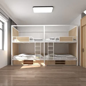Upper Lower Bunk Bed Metal Modern Dormitory School Hotel Apartment Queen Size Storage Wardrobe Double decker