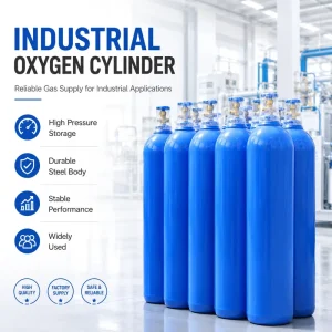 Used 40L Industrial Oxygen Cylinder with Valve 10-Year Service Life Steel Tank
