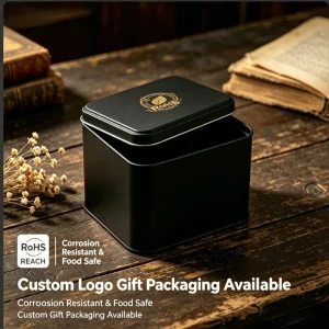 Vintage Black Square Gift Box Gift Packaging Box Corrosion Resistant Portable High Capacity Modern Lightweight