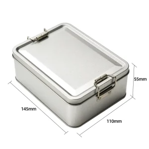 Vintage Double-Buttoned Iron Food Packaging and Storage Box