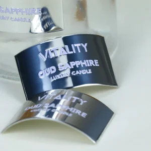Waterproof Adhesive Metal Label Custom Private Logo Sticker Embossed Printing for Candle Perfume Mascara and Cosmetic Bottles