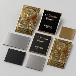 Waterproof Laminate UV Resistant DIY Perfume Sticker Labels Custom Shape Aluminum Metal Badge for Glass Bottles