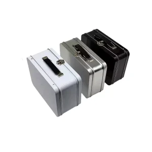 White Metal Storage Box with Lockable Latch 205x150x100mm Portable Toolbox Organizer