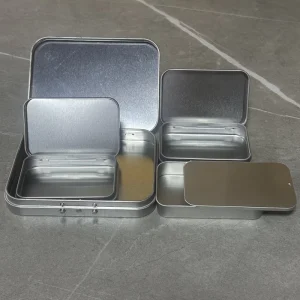 Whole Custom Tin Packaging Rectangle Child Resistant Button Metal Box CR Tin Case