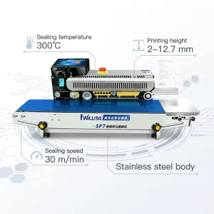 Willita Intelligent Continuous Band Sealer Bags Sealing Machine with Expiry Date Number Inkjet Coding Printer