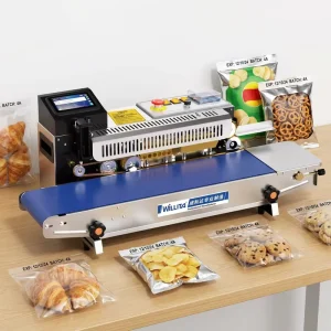 Willita SP9 Touch Screen Continuous Band Sealer Machine with Inkjet Date Coding Printer for Plastic Film Pouch Bag Sealing