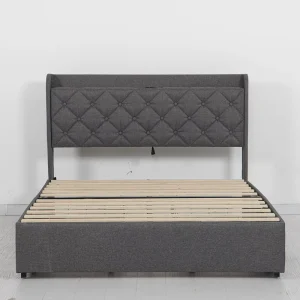 Willsoon Modern Design Metal Bed Wooden Headboard Chinese Made Full Size Metal Bed