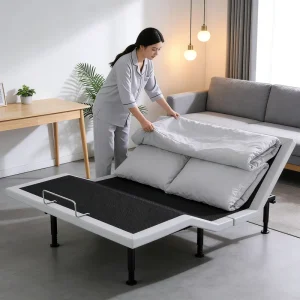 Wireless Remote Control Electric Reclining Adjustable Iron Bed Frame Eco Friendly Modern Foldable Durable School Apartment Hotel