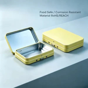 Yellow Rectangular Metal Candy Storage Box Food-grade Tinplate Container for Confectionery Packaging