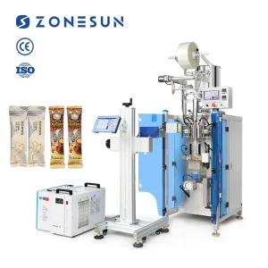 ZONESUN ZS FS240LC Automatic Servo Ceramic Pump Food Sauce Paste Sachet Vertical Form Filling Sealing Machine With Laser Coding