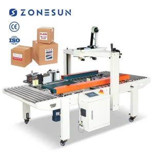 ZS-FKC4650S Automatic Self-Adhesive Tape Sealing Machine with Top and Bottom Sealing and Labeling for Carton Boxes