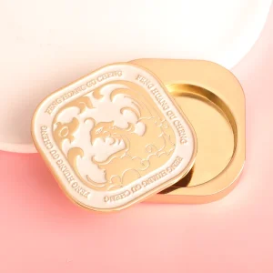 Zinc Alloy Electroplating Gold 15g Capacity Recyclable Square Perfume Solid Perfume Box Metal Packaging Jar for Blush